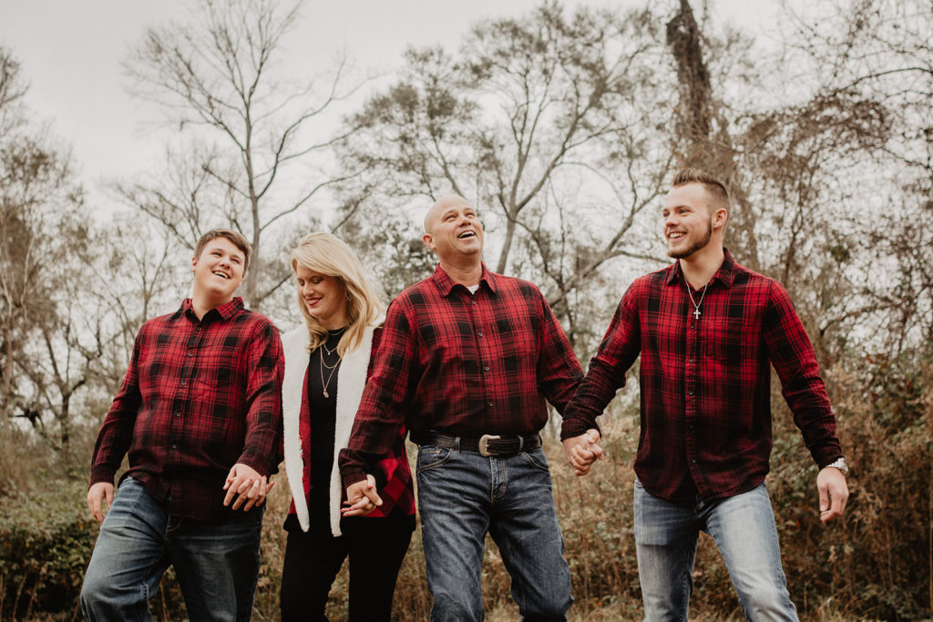 Family laughing during photos