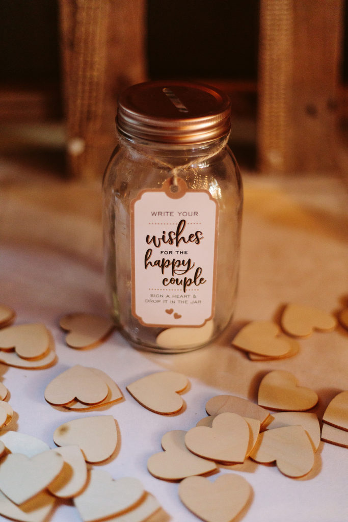 jar with hearts in and around it as a guest book alternative